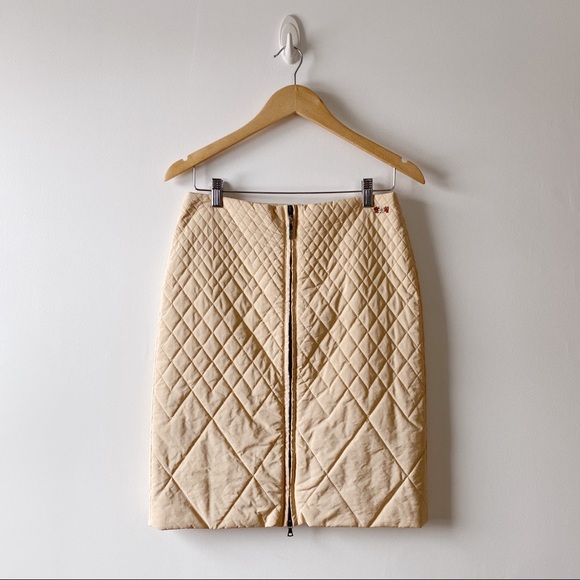 Postcard Tan Puffer Pencil Skirt with Back Zipper size M/8 RARE - Picture 10 of 10